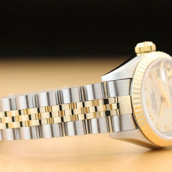 Sale! Rolex Datejust Cream 18k Factory Women's Diamond Watch - Picture 6 of 7
